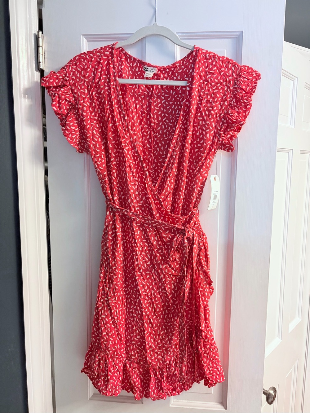 Billabong Red Wrap Dress with White Fleck Print
